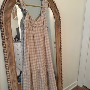Hem & Thread Beige Checkered Dress